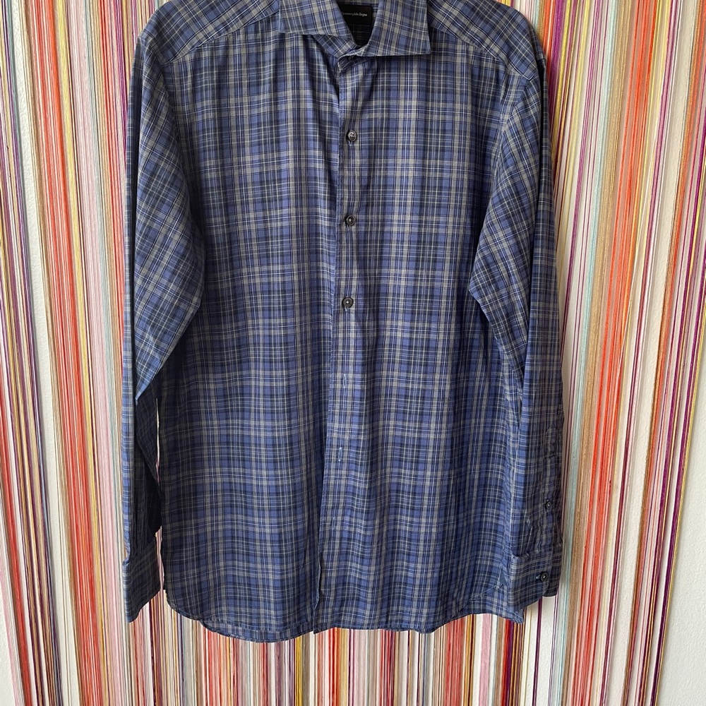 Ermenegildo Zegna Blue Plaid Casual Shirt